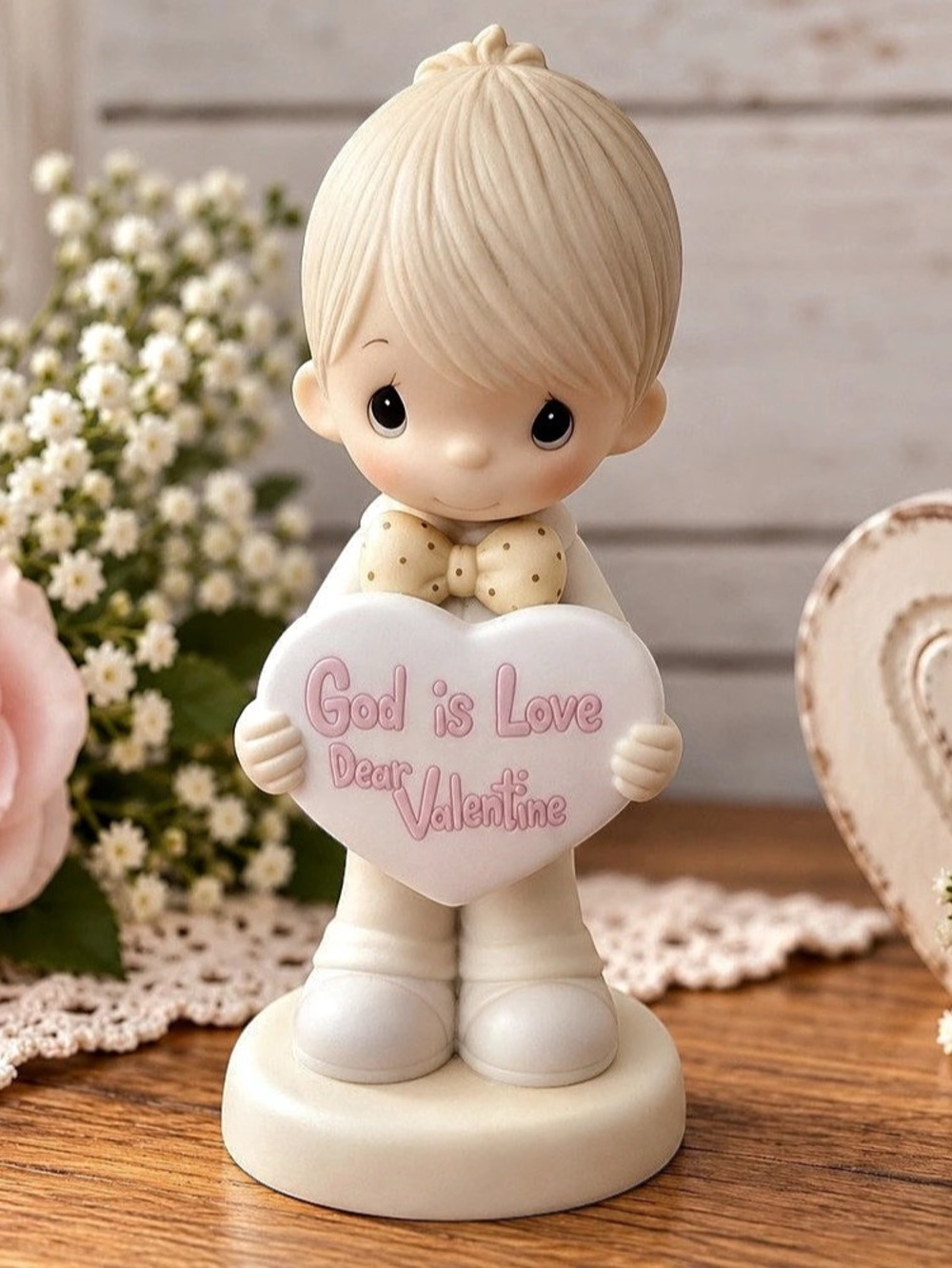 1981 Retired Vintage Precious Moments God Is Love, Dear Valentine Figurine E-715